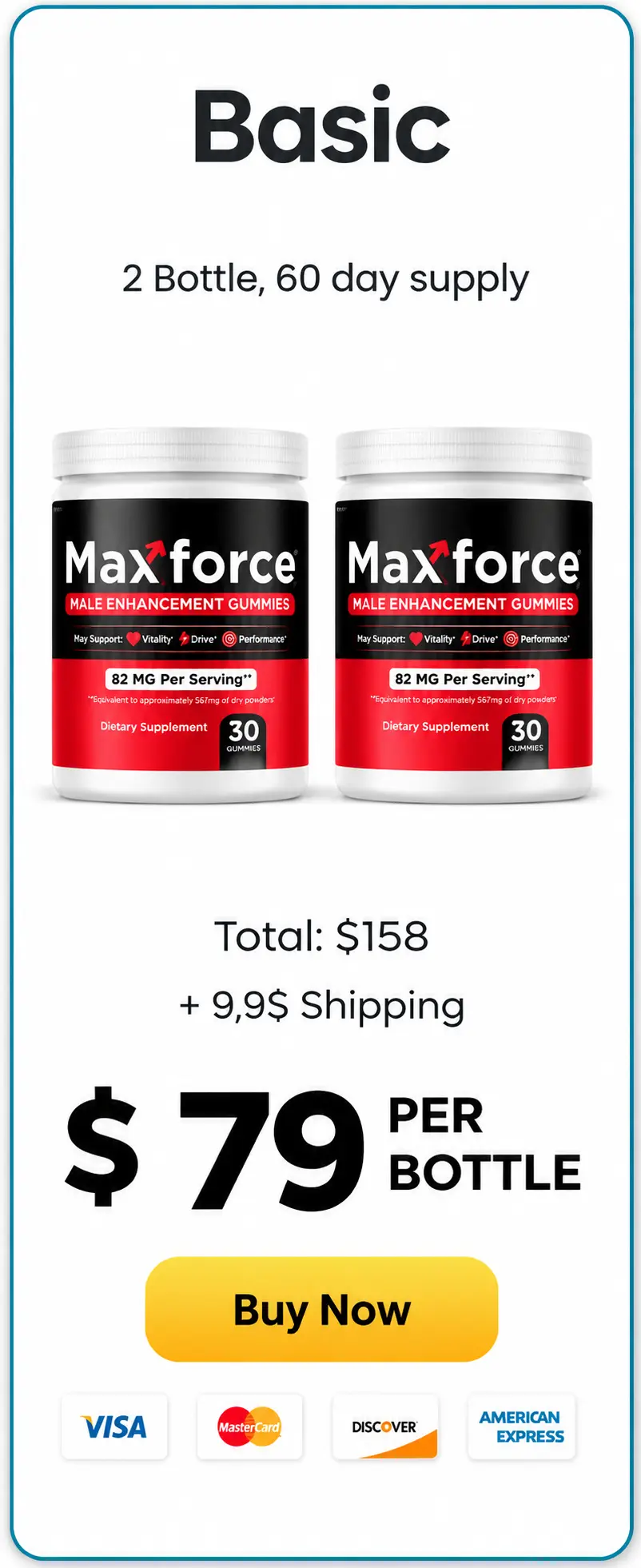 Max Force 2-bottle starter pack — 60-day supply +9,9$ Shipping